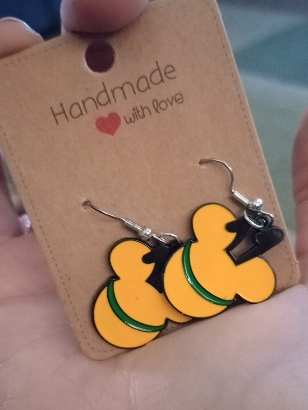 $8 Each Or Bundle 5/$20 Handmade Yellow Pluto Inspired Mouse-Shaped Earrings